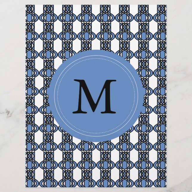 Papier Mod Retro Monogram Blue Abstrait Scarab Motif (Devant)