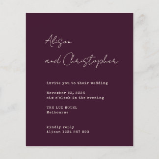 Papier Modern Burgundy Elegant Script Wedding Invitation