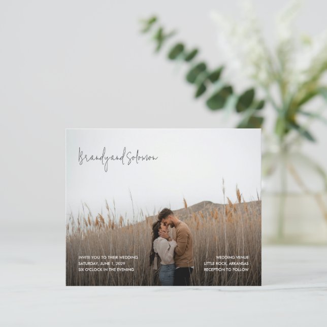 Papier Modern Elegant Photo Budget Wedding Invitation (Debout devant)