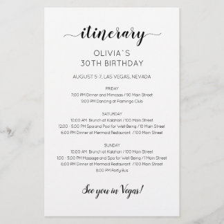 Papier Modern Minimalist Birthday Itinerary Invitation