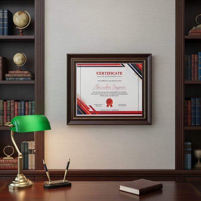 Papier Modern Red Certificate of Achievement Professional (Créateur téléchargé)