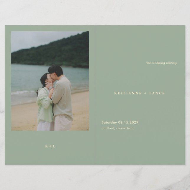 Papier Modern Sage Green Simple Wedding Program (Devant)