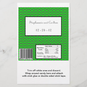 Papier Moderne Chevron Neon Vert / Gris Candy Wrapper