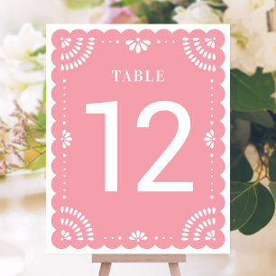 Papier moderne Picado Mariage Numéro de table, ros