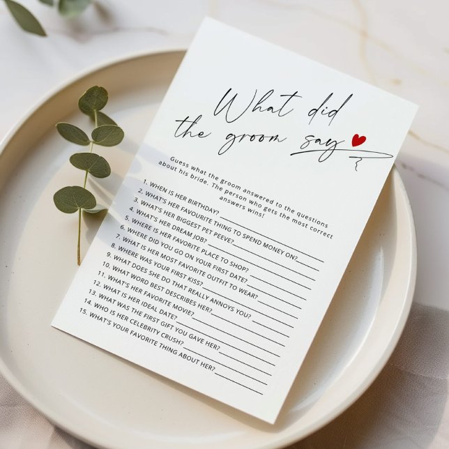 Papier Moderne Qu'est-ce que le marié a dit jeu de douche (Créateur téléchargé)