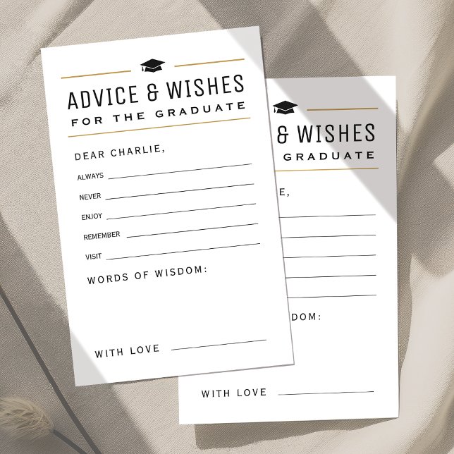 Papier Moderne Typographie simple Conseils et souhaits de (Modern Simple Typography Graduate advice & wishes)