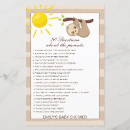 Papier Modifiable 20 Questions sur le Baby shower des par