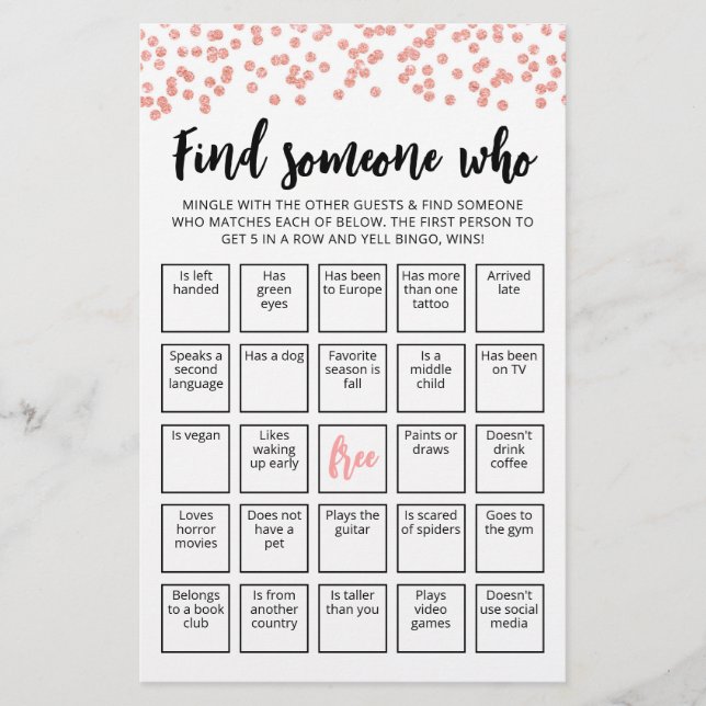 Papier Modifier Trouver Quelqu'Un Qui Joue Bingo jeu (Devant)
