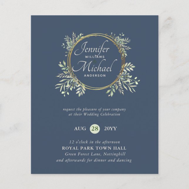 Papier MOINS CHER Faire-part de mariage Verdure Wreath BU (Devant)