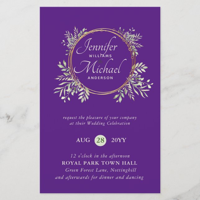 Papier MOINS CHER Faire-part de mariage Verdure Wreath BU (Devant)
