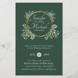 Papier MOINS CHER Faire-part de mariage Verdure Wreath BU