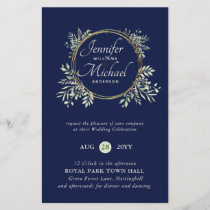 Papier MOINS CHER Faire-part de mariage Verdure Wreath BU