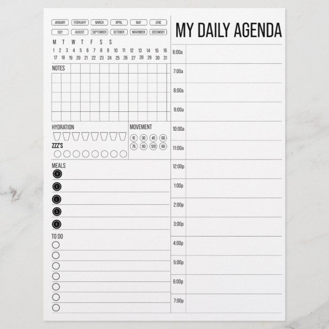 Papier Mon agenda quotidien (Devant)