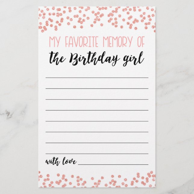 Papier Mon souvenir favori du jeu de fête de fille d'anni (Devant)