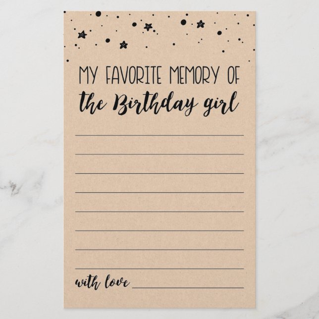 Papier Mon souvenir favori du jeu de fête de fille d'anni (Devant)