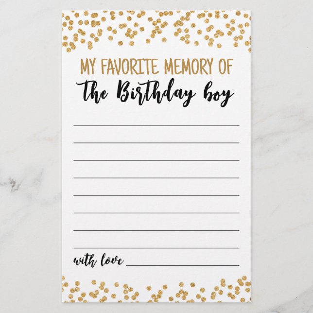 Papier Mon souvenir favori du jeu de fête des garçons d'a (Devant)