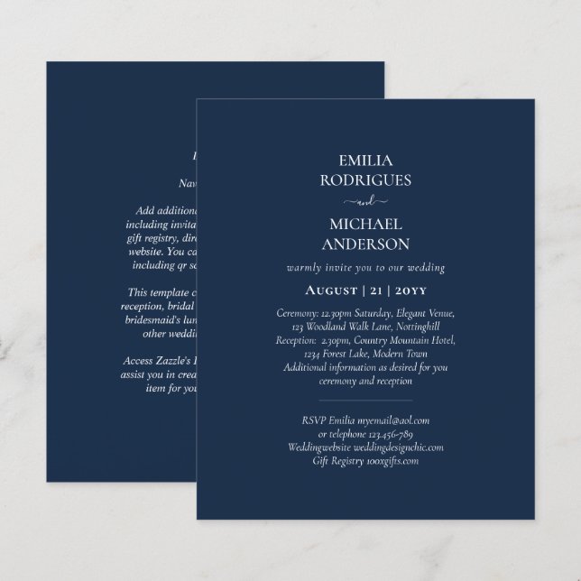 Papier Monochrome moderne tout en un Mariage budget (Devant / Derrière)