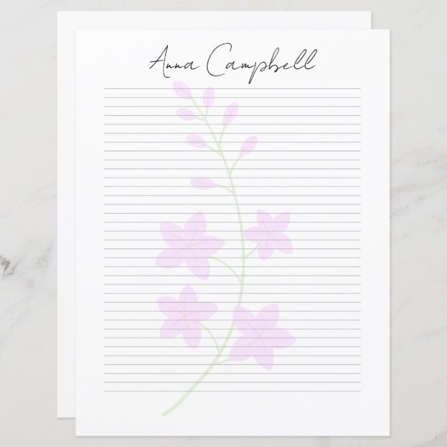 Papier Monogram Chic Script Name Stationery Paper (Devant / Derrière)