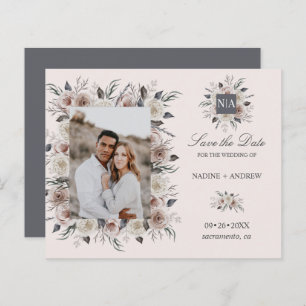 Papier Monogram Dusty Rose photo Mariage ENREGISTRER LA D