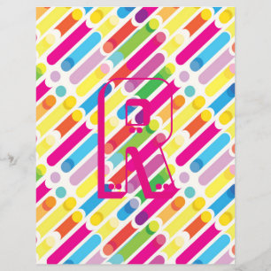Papier Monogramme Arc-en-ciel lignes diagonales Motif Pop
