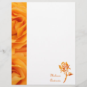 Papier Monogramme Beau Jaune Orange Hybride Roses de thé