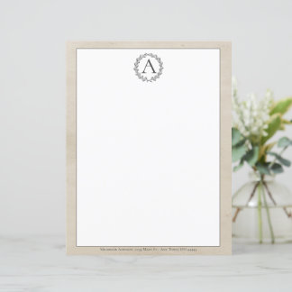 Papier Monogramme de couronne beige