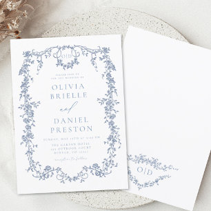 Papier Monogramme de Mariage bleu victorien