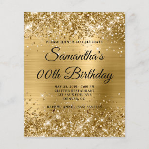 Papier Monogramme d'or Glittery Budget Anniversaire Invit