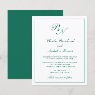 Papier Monogramme Emerald Green Budget Faire-part de mari
