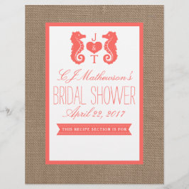 Papier Monogramme Fête des mariées Cheval de mer Recette