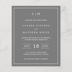Papier Monogramme gris foncé simple - Invitation au maria