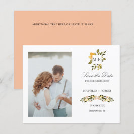 Papier Monogramme Jaune Floral Photo Mariage ENREGISTRER 