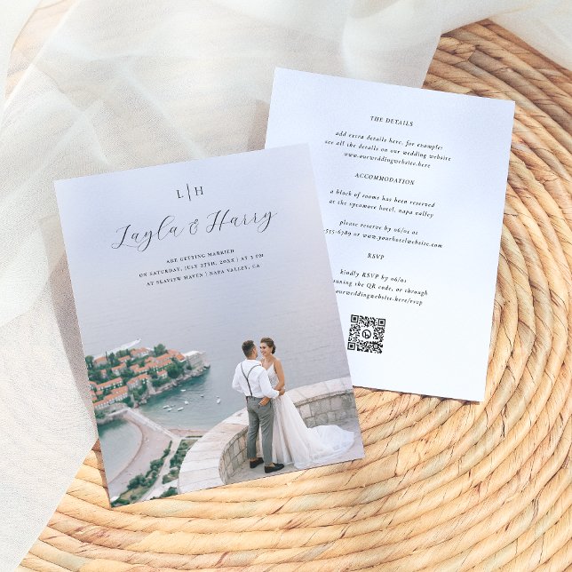 Papier Monogramme mariage | Tout en un code QR photo budg (Créateur téléchargé)