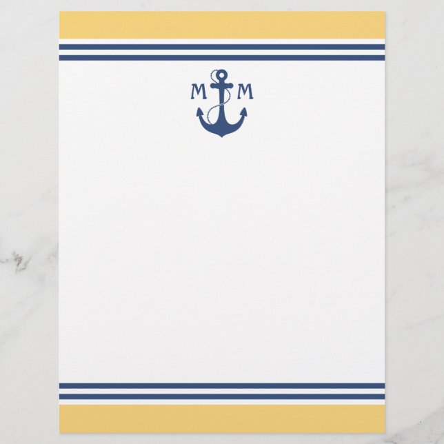 Papier Monogramme marine jaune (Devant)