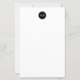 Papier Monogramme noir simple minimaliste