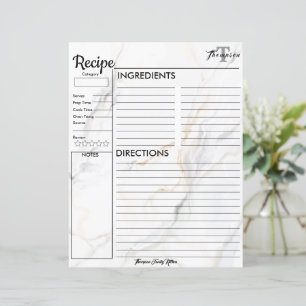 Papier Monogramme personnalisé de la cuisine de.. Recette