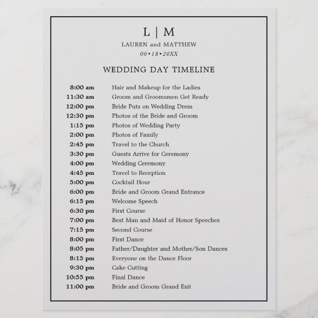 Papier Monogramme simple gris clair Mariage (Devant)