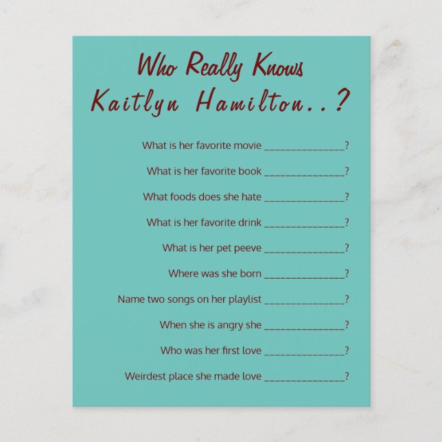 Papier Monogramme turquoise 💍 jeu de Fête des mariées mo (Devant)