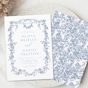 Papier Monogramme victorien budget Mariage bleu français