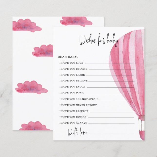 Papier Montgolfière | voeux pour bébé (Devant / Derrière)