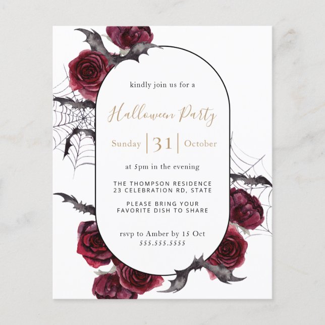 Papier Moody Arch Floral Bourgogne Invitation du parti Ha (Devant)
