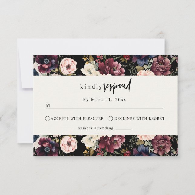 Papier Moody Mariage | Aquarelle Florale RSVP (Devant)