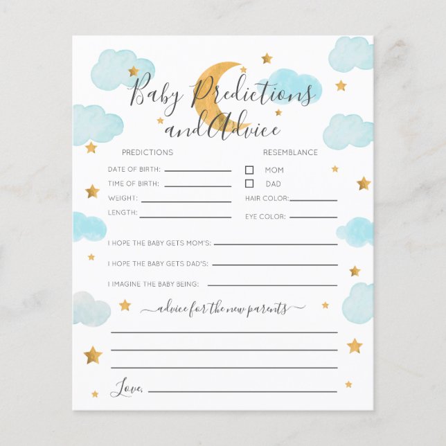 Papier Moon & Stars Blue Baby Prédictions et conseils (Devant)