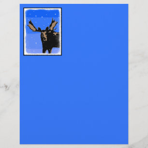 Papier Moose en hiver - Art original de la faune