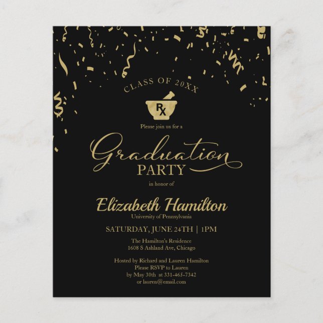 Papier Mortar Pharmacy Grand Parti Budget Invitation (Devant)