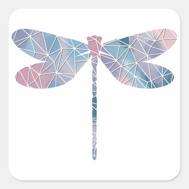 Papier-Mosaik-Thin-Dragonfly-Sticker Quadratischer Aufkleber (Vorderseite)