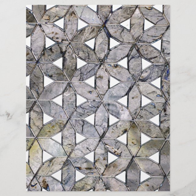 Papier Mosaïque de pierre grise naturelle motif fleur de  (Devant)