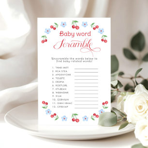 Papier Mot bébé Scramble Cherry on Top baby shower game
