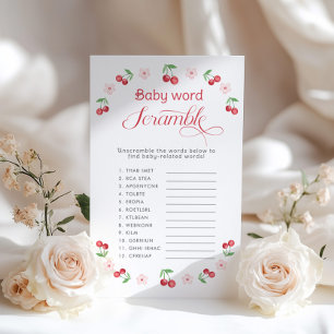 Papier Mot bébé Scramble Cherry on Top baby shower game