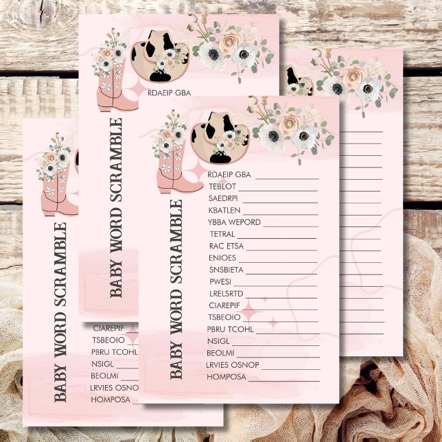 Papier Mot Bébé Scramble Up Western Cowgirl Thème (Créateur téléchargé)